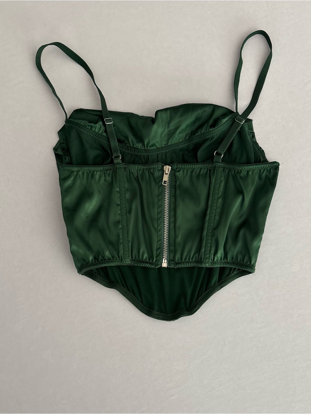 Urban Outfitters Emerald Green Satin Top with Straps Size S - Picture 2 of 6